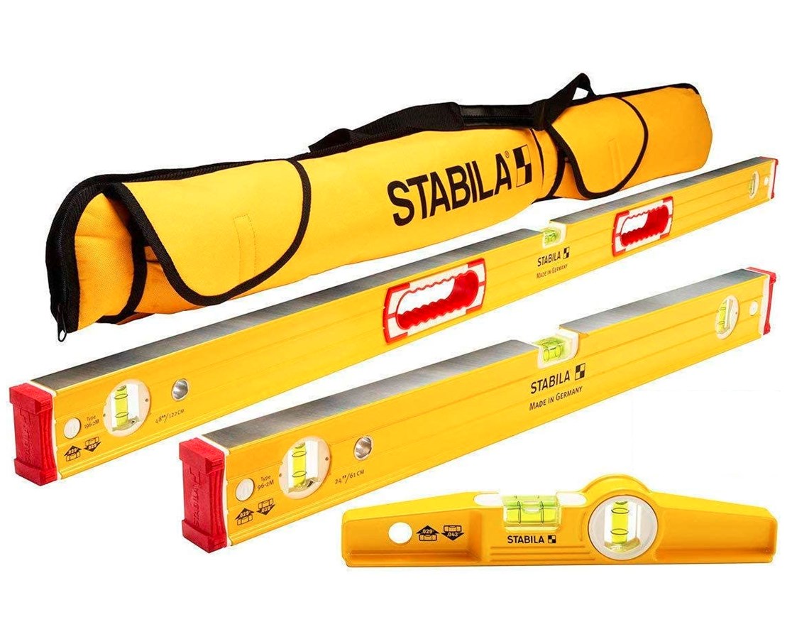 Stabila 48", 24", 10" Type 96M Magnetic Box Level Set with Case