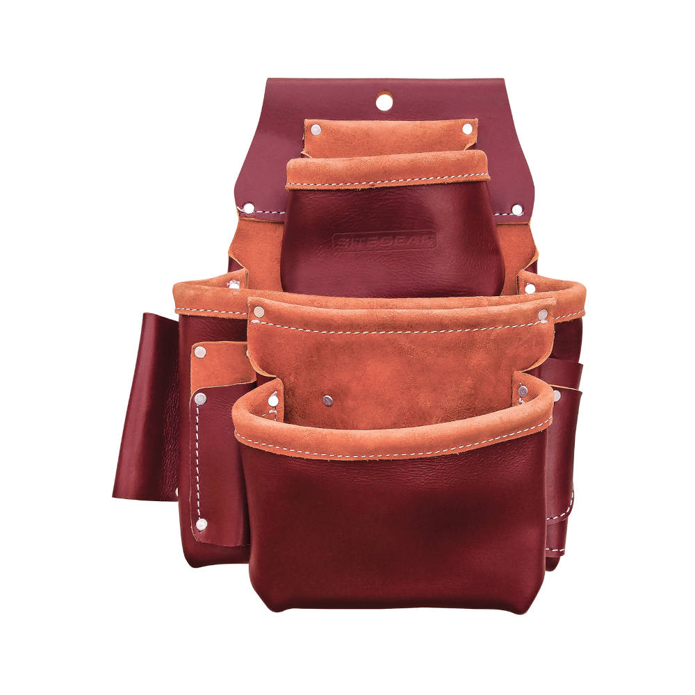 SitePro 3-Pouch Pro Leather Fastener Bag w/Holders | 51-15060