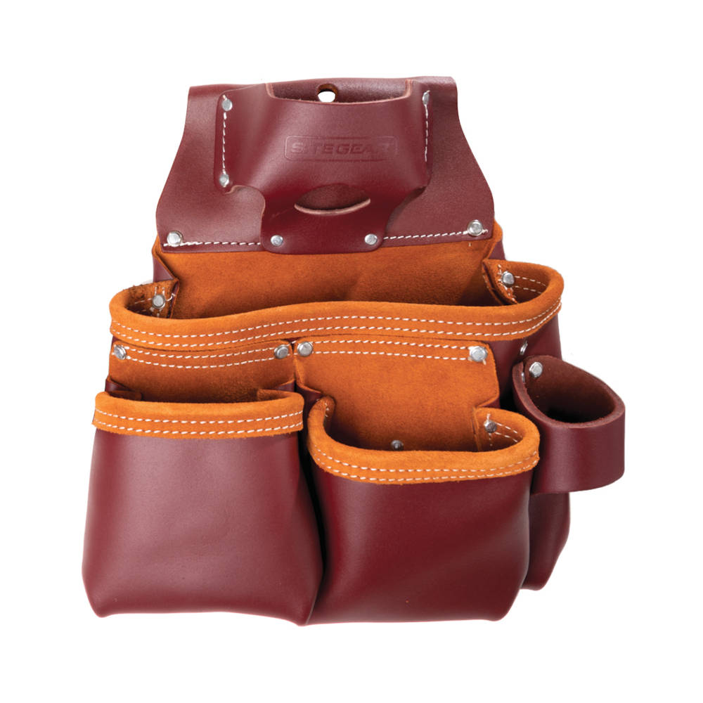 SitePro 3-Pouch Pro Leather Tool Bag w/Tape Holder | 51-15018-DB
