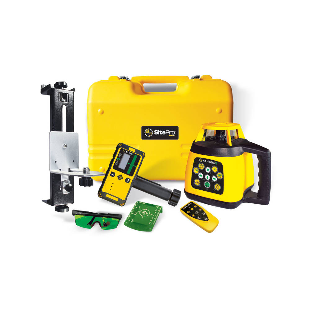 SitePro KS 100HVG Green Beam Rotary Laser Complete Kit (8ths) | 27-KS100HVGK-4C