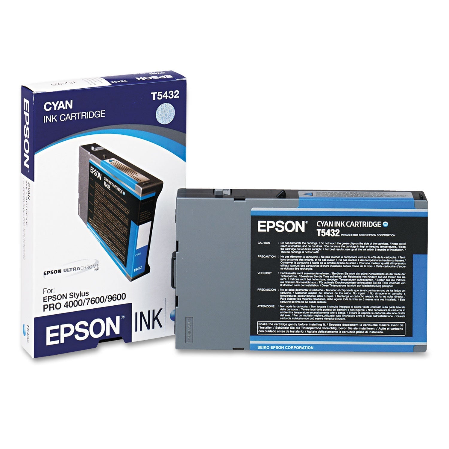 New, Pre-Owned - Epson T543 110ml Standard-Yield Cyan Ink Cartridge, T543200