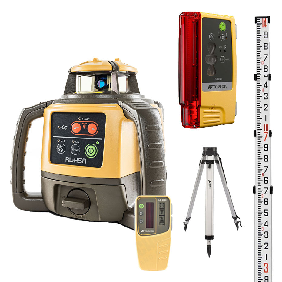Entry Level Excavator Machine Control Package - Topcon RL-H5A Rotary Laser, LS-B20 Machine Control Receiver, and Premium Tripod