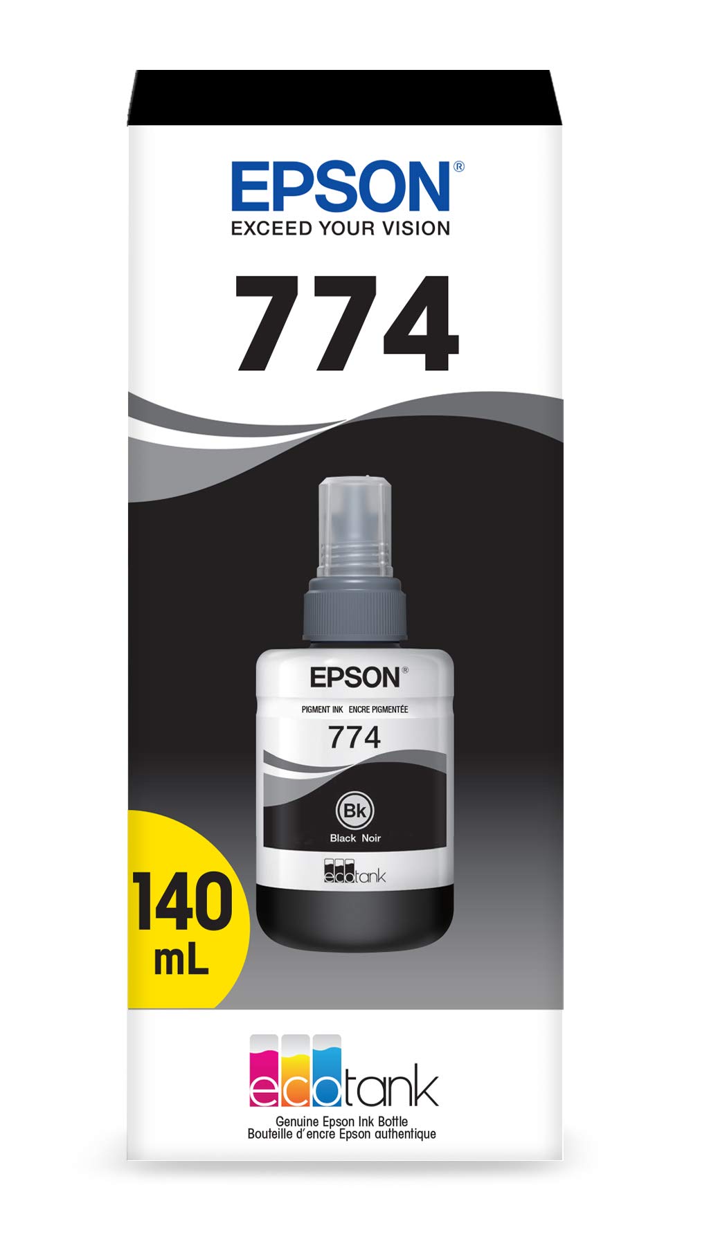 New, Pre-Owned - Epson 774 Black Ink Bottle, T774120-S