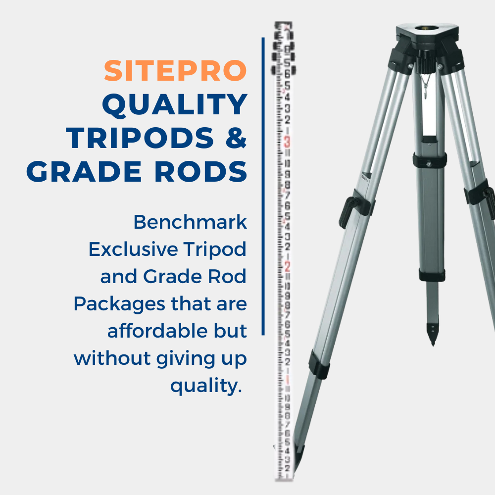 SitePro 13' Aluminum Leveling Rod & Tripod Package - Inches