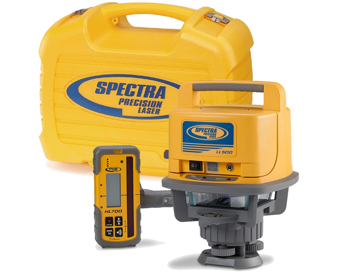 Spectra LL500 Self-Leveling Rotary Laser w/ HL700 Receiver & Alkaline Battery